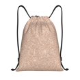 thumbnail image 1 of Drawstring Backpack - Beige Sparkling Glitter Splash Proof Small Drawstring Gym Bag for Women Men, Cinch Sports String Bag Backpack for Travel Swimming Beach, 1 of 8