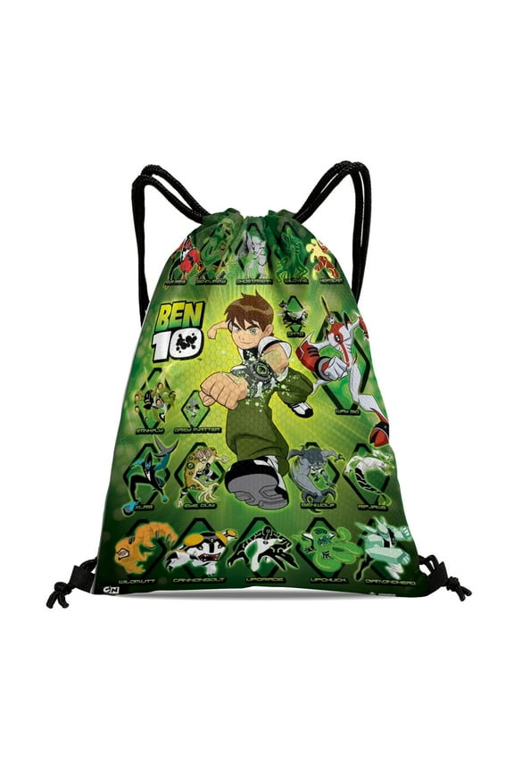 Drawstring Backpack for Ben 10 Drawstring Pocket Adults Women Men Party Favor Bags Sports for Gym Travel Swimming Hiking Camping Tote Bag 11.8 × 15.7 in