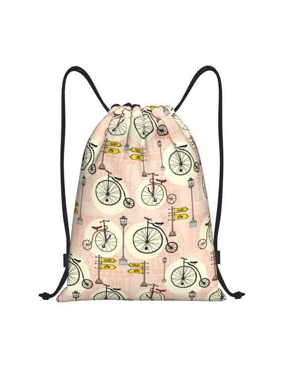 Drawstring Backpack - Bike Pattern Abstract Splash Proof Small Drawstring Gym Bag for Women Men, Cinch Sports String Bag Backpack for Travel Swimming Beach