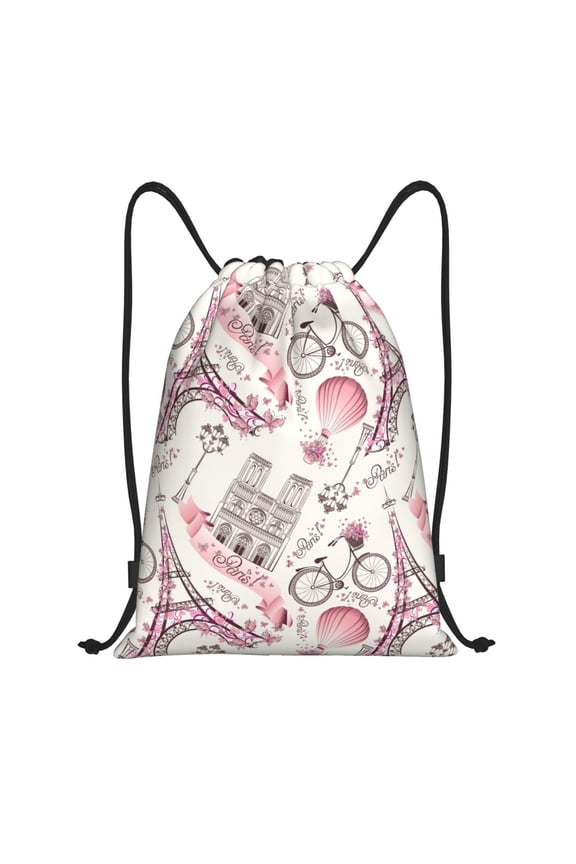 Drawstring Backpack - Bike Pattern Artistic Splash Proof Small Drawstring Gym Bag for Women Men, Cinch Sports String Bag Backpack for Travel Swimming Beach