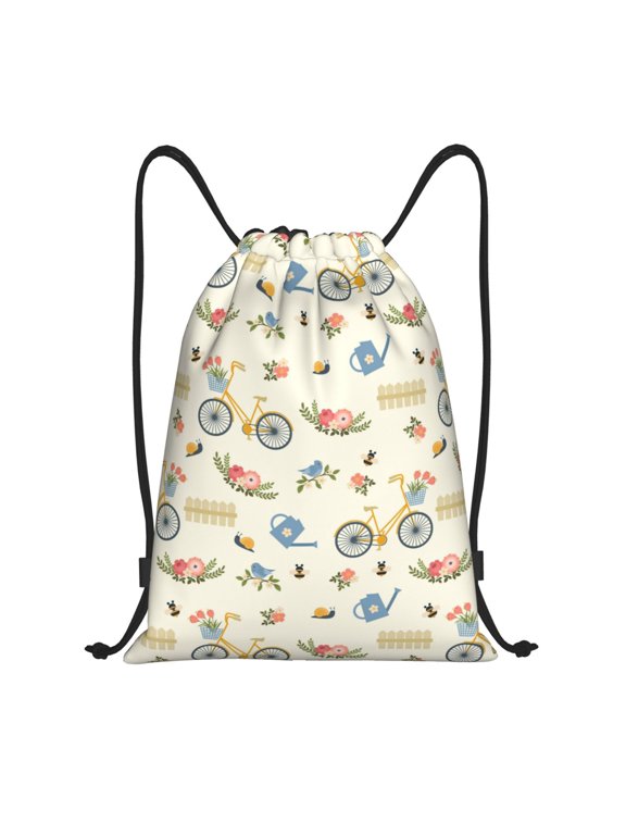 Drawstring Backpack - Bike Pattern Farmhouse Splash Proof Small Drawstring Gym Bag for Women Men, Cinch Sports String Bag Backpack for Travel Swimming Beach