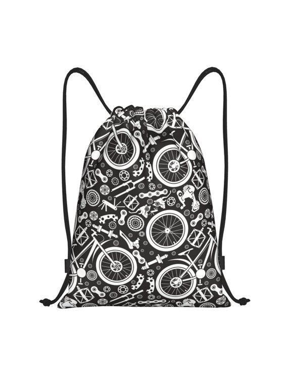 Drawstring Backpack - Bike Pattern Mechanical Splash Proof Small Drawstring Gym Bag for Women Men, Cinch Sports String Bag Backpack for Travel Swimming Beach