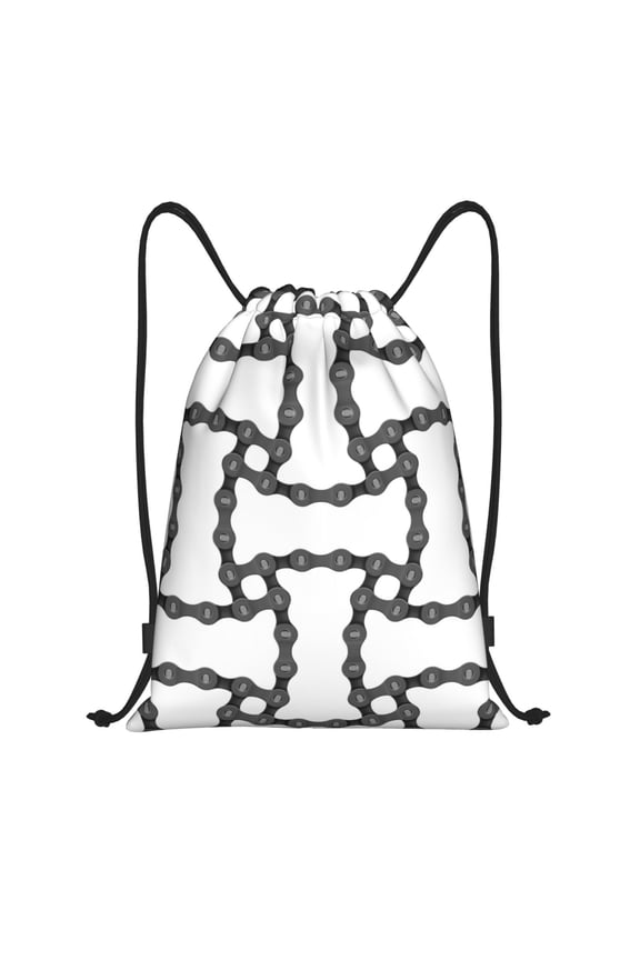 Drawstring Backpack - Bike chains Pattern Antique Splash Proof Small Drawstring Gym Bag for Women Men, Cinch Sports String Bag Backpack for Travel Swimming Beach