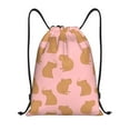 thumbnail image 1 of Drawstring Backpack - Bird Capybaras Pink Splash Proof Small Drawstring Gym Bag for Women Men, Cinch Sports String Bag Backpack for Travel Swimming Beach, 1 of 8