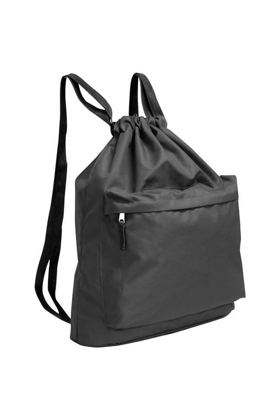 Drawstring Backpack, Black - Set of 2