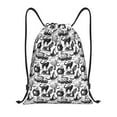 thumbnail image 1 of Drawstring Backpack - Black white halloween Splash Proof Small Drawstring Gym Bag for Women Men, Cinch Sports String Bag Backpack for Travel Swimming Beach, 1 of 8