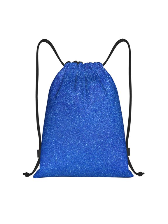 Drawstring Backpack - Blue Glitter k Splash Proof Small Drawstring Gym Bag for Women Men, Cinch Sports String Bag Backpack for Travel Swimming Beach