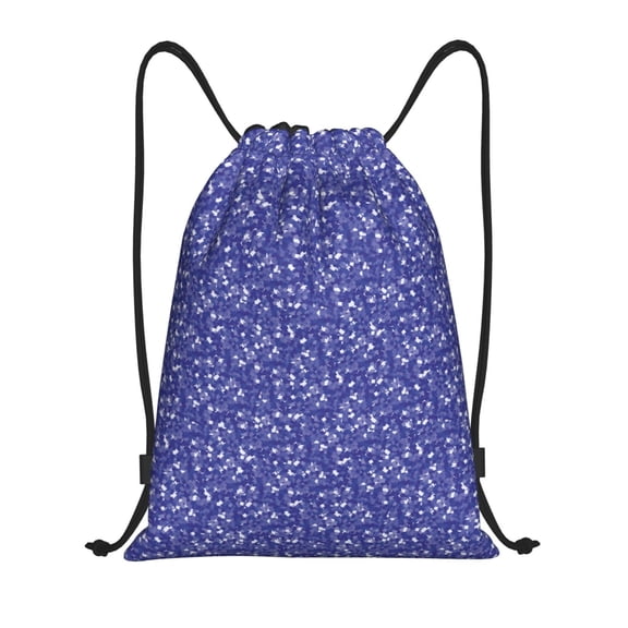 Drawstring Backpack - Blue Glitter lightning E Splash Proof Small Drawstring Gym Bag for Women Men, Cinch Sports String Bag Backpack for Travel Swimming Beach