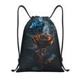 thumbnail image 1 of Drawstring Backpack - Blue and Red Roses Artwork Splash Proof Small Drawstring Gym Bag for Women Men, Cinch Sports String Bag Backpack for Travel Swimming Beach, 1 of 8