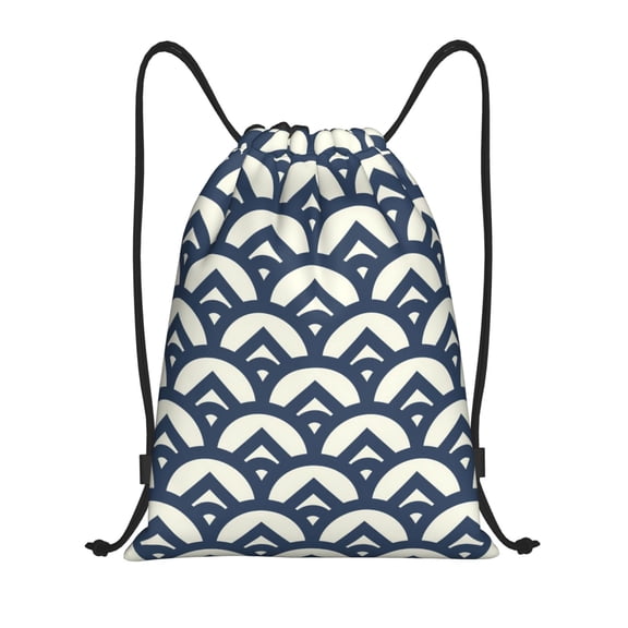 Drawstring Backpack - Blue Wave Pattern A Splash Proof Small Drawstring Gym Bag for Women Men, Cinch Sports String Bag Backpack for Travel Swimming Beach