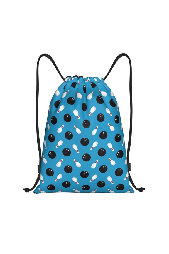 Drawstring Backpack - Bowling Balls Splash Proof Small Drawstring Gym Bag for Women Men, Cinch Sports String Bag Backpack for Travel Swimming Beach