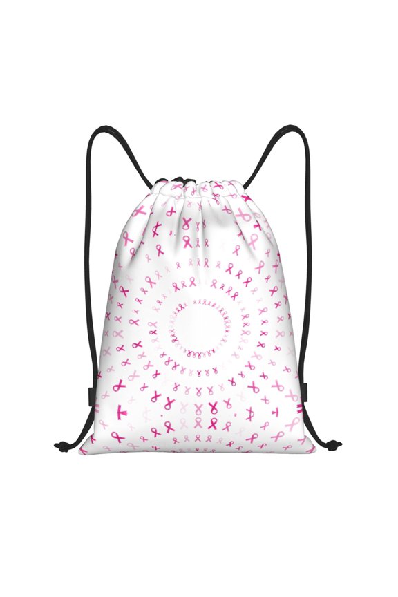 Drawstring Backpack - Breast Cancer Awareness A Splash Proof Small Drawstring Gym Bag for Women Men, Cinch Sports String Bag Backpack for Travel Swimming Beach