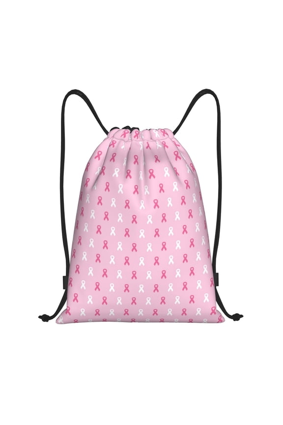 Drawstring Backpack - Breast Cancer Awareness5 Splash Proof Small Drawstring Gym Bag for Women Men, Cinch Sports String Bag Backpack for Travel Swimming Beach
