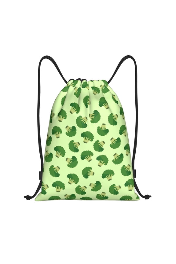 Drawstring Backpack - Broccoli Vegetables Splash Proof Small Drawstring Gym Bag for Women Men, Cinch Sports String Bag Backpack for Travel Swimming Beach