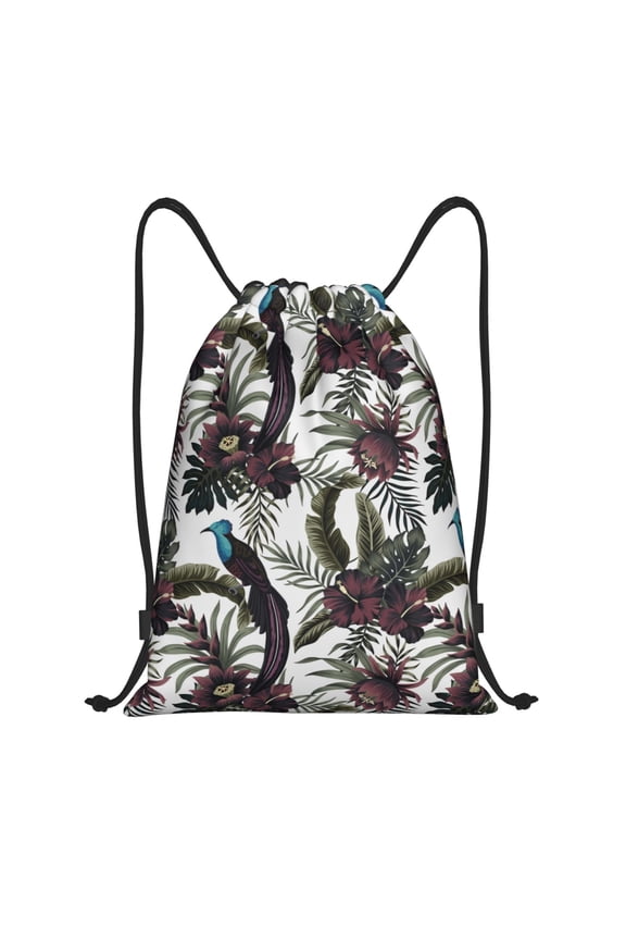 Drawstring Backpack - Brown Cute Bird of Paradise Splash Proof Small Drawstring Gym Bag for Women Men, Cinch Sports String Bag Backpack for Travel Swimming Beach