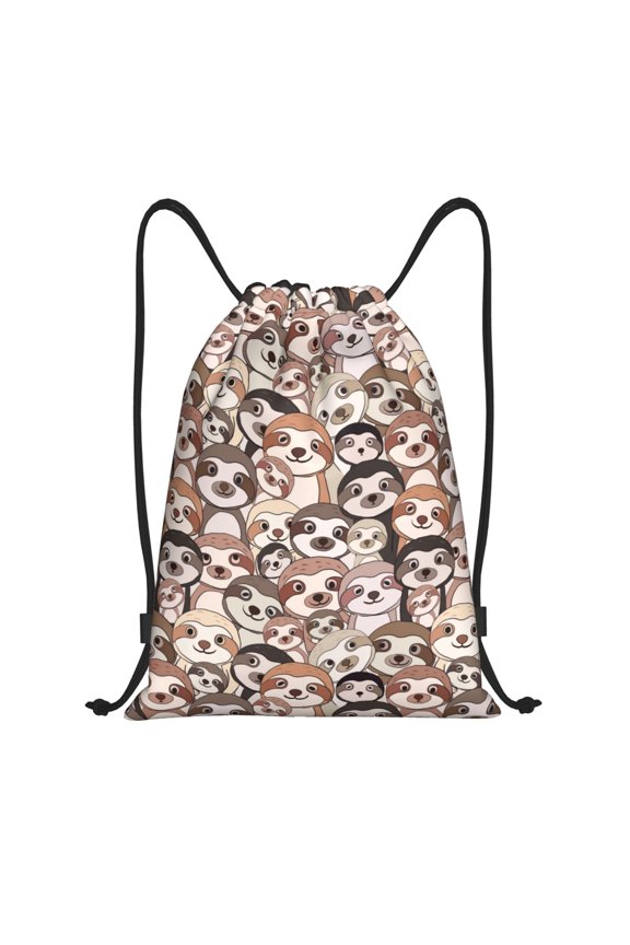 Drawstring Backpack - Brown Sloth Splash Proof Small Drawstring Gym Bag for Women Men, Cinch Sports String Bag Backpack for Travel Swimming Beach