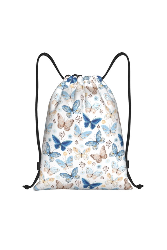 Drawstring Backpack - Butterfly print Splash Proof Small Drawstring Gym Bag for Women Men, Cinch Sports String Bag Backpack for Travel Swimming Beach