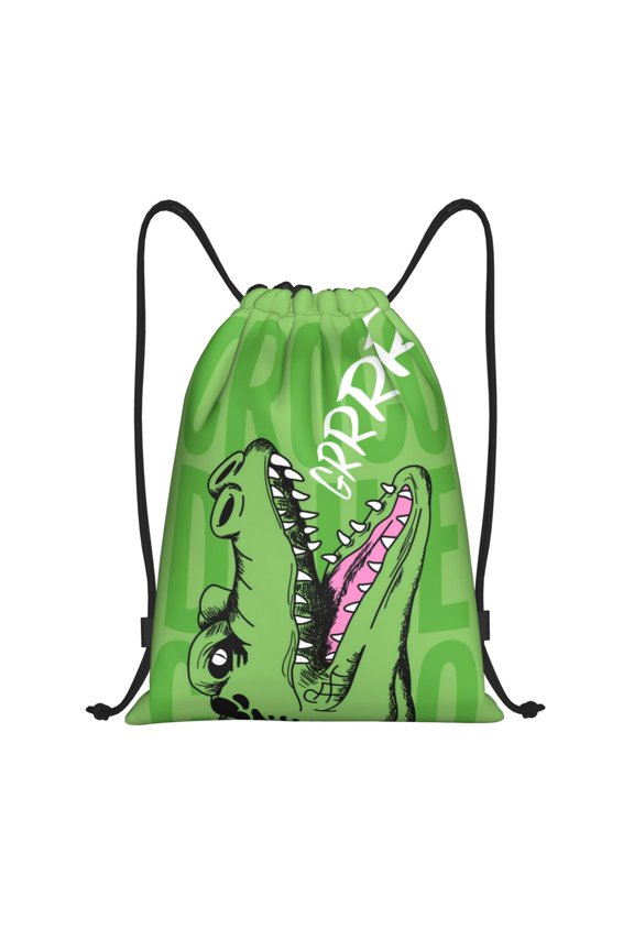 Drawstring Backpack - CROCODILE HEAD Splash Proof Small Drawstring Gym Bag for Women Men, Cinch Sports String Bag Backpack for Travel Swimming Beach