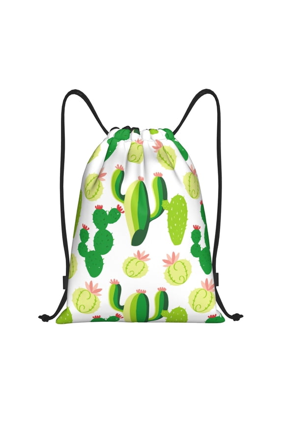 Drawstring Backpack - Cactus Pattern cartoon Splash Proof Small Drawstring Gym Bag for Women Men, Cinch Sports String Bag Backpack for Travel Swimming Beach