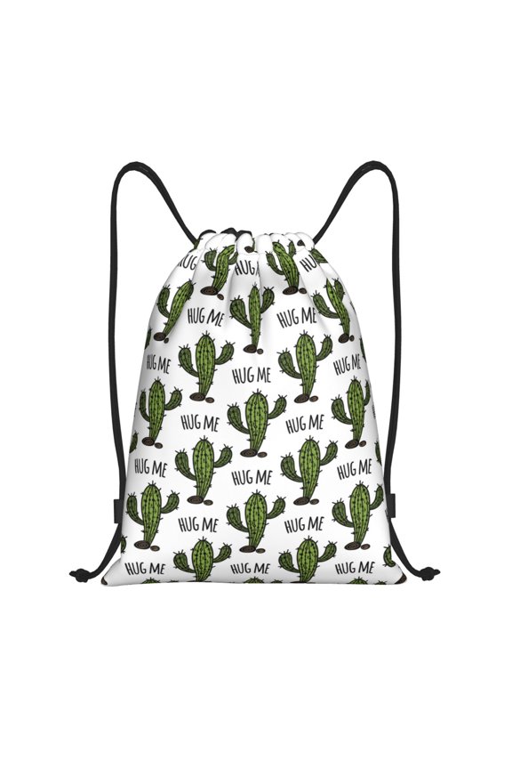 Drawstring Backpack - Cactus hug me Pattern Splash Proof Small Drawstring Gym Bag for Women Men, Cinch Sports String Bag Backpack for Travel Swimming Beach
