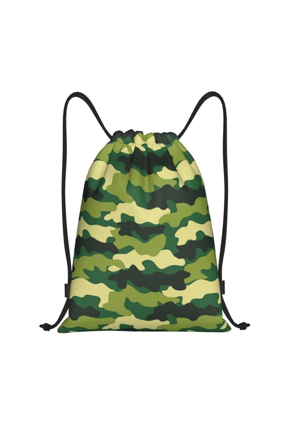Drawstring Backpack - Camo Green Classic Splash Proof Small Drawstring Gym Bag for Women Men, Cinch Sports String Bag Backpack for Travel Swimming Beach