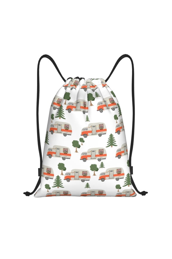 Drawstring Backpack - Camp Van Splash Proof Small Drawstring Gym Bag for Women Men, Cinch Sports String Bag Backpack for Travel Swimming Beach