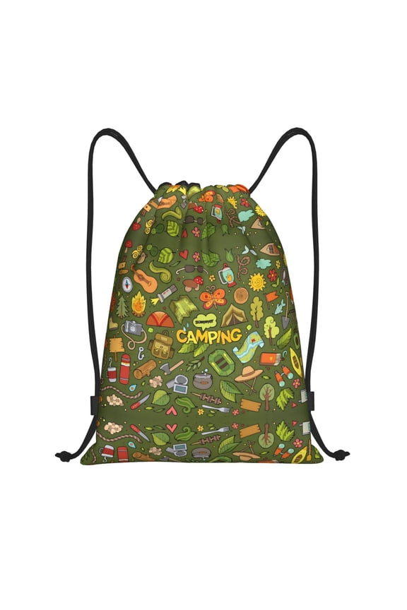 Drawstring Backpack - Camping 1 Splash Proof Small Drawstring Gym Bag for Women Men, Cinch Sports String Bag Backpack for Travel Swimming Beach