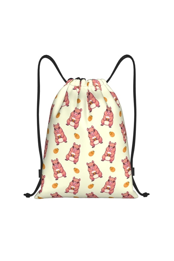 Drawstring Backpack - Capybaras Easter Eggs Splash Proof Small Drawstring Gym Bag for Women Men, Cinch Sports String Bag Backpack for Travel Swimming Beach