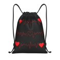 thumbnail image 1 of Drawstring Backpack - Cardiogram and Heart Splash Proof Small Drawstring Gym Bag for Women Men, Cinch Sports String Bag Backpack for Travel Swimming Beach, 1 of 8