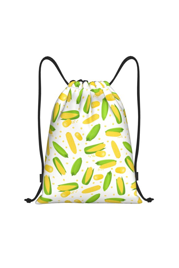 Drawstring Backpack - Cartoon Corn Splash Proof Small Drawstring Gym Bag for Women Men, Cinch Sports String Bag Backpack for Travel Swimming Beach