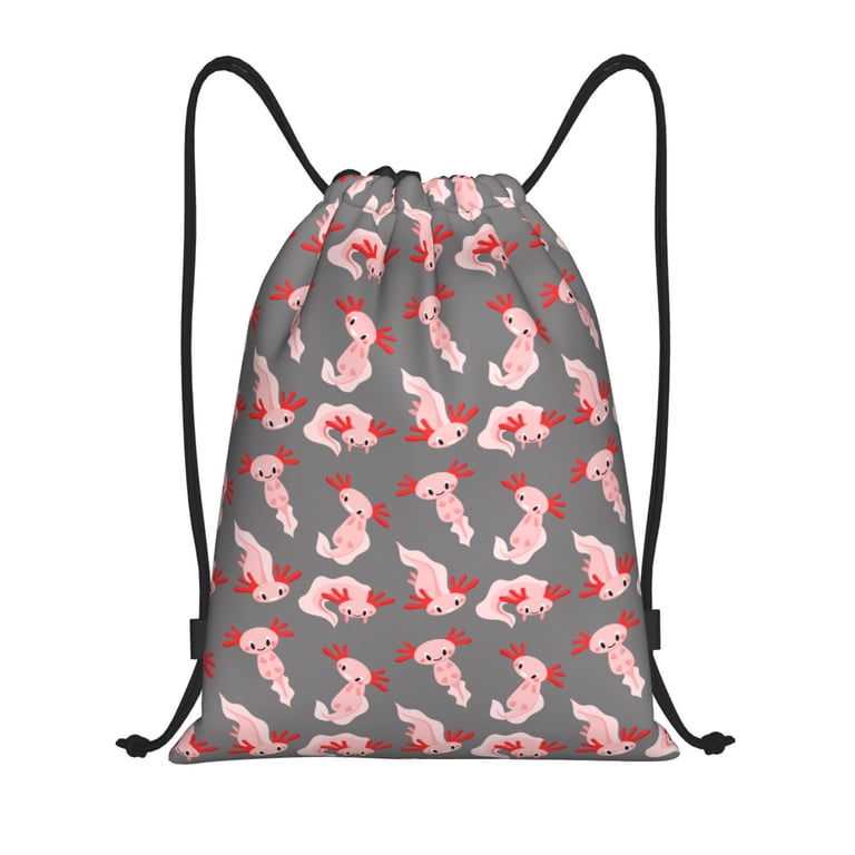 Drawstring Backpack - Cartoon Cute Axolotl Pink_C Splash  display picture 1