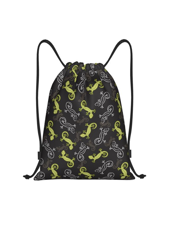 Drawstring Backpack - Cartoon Cute Lizard Gecko_A Splash Proof Small Drawstring Gym Bag for Women Men, Cinch Sports String Bag Backpack for Travel Swimming Beach
