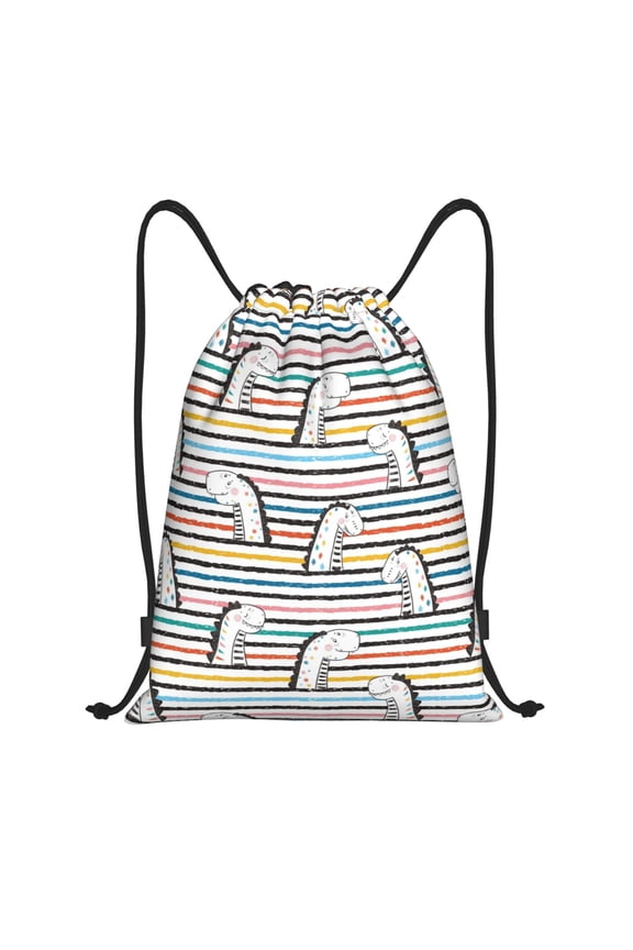 Drawstring Backpack - Cartoon Dinosaurs (3) Splash Proof Small Drawstring Gym Bag for Women Men, Cinch Sports String Bag Backpack for Travel Swimming Beach