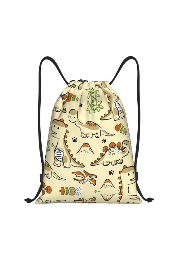 Drawstring Backpack - Cartoon Dinosaurs Splash Proof Small Drawstring Gym Bag for Women Men, Cinch Sports String Bag Backpack for Travel Swimming Beach