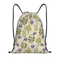 thumbnail image 1 of Drawstring Backpack - Cartoon Green Cute Snake Skull Splash Proof Small Drawstring Gym Bag for Women Men, Cinch Sports String Bag Backpack for Travel Swimming Beach, 1 of 8