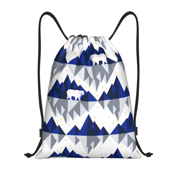 Drawstring Backpack - Cartoon Iceberg Polar Bear Splash Proof Small Drawstring Gym Bag for Women Men, Cinch Sports String Bag Backpack for Travel Swimming Beach