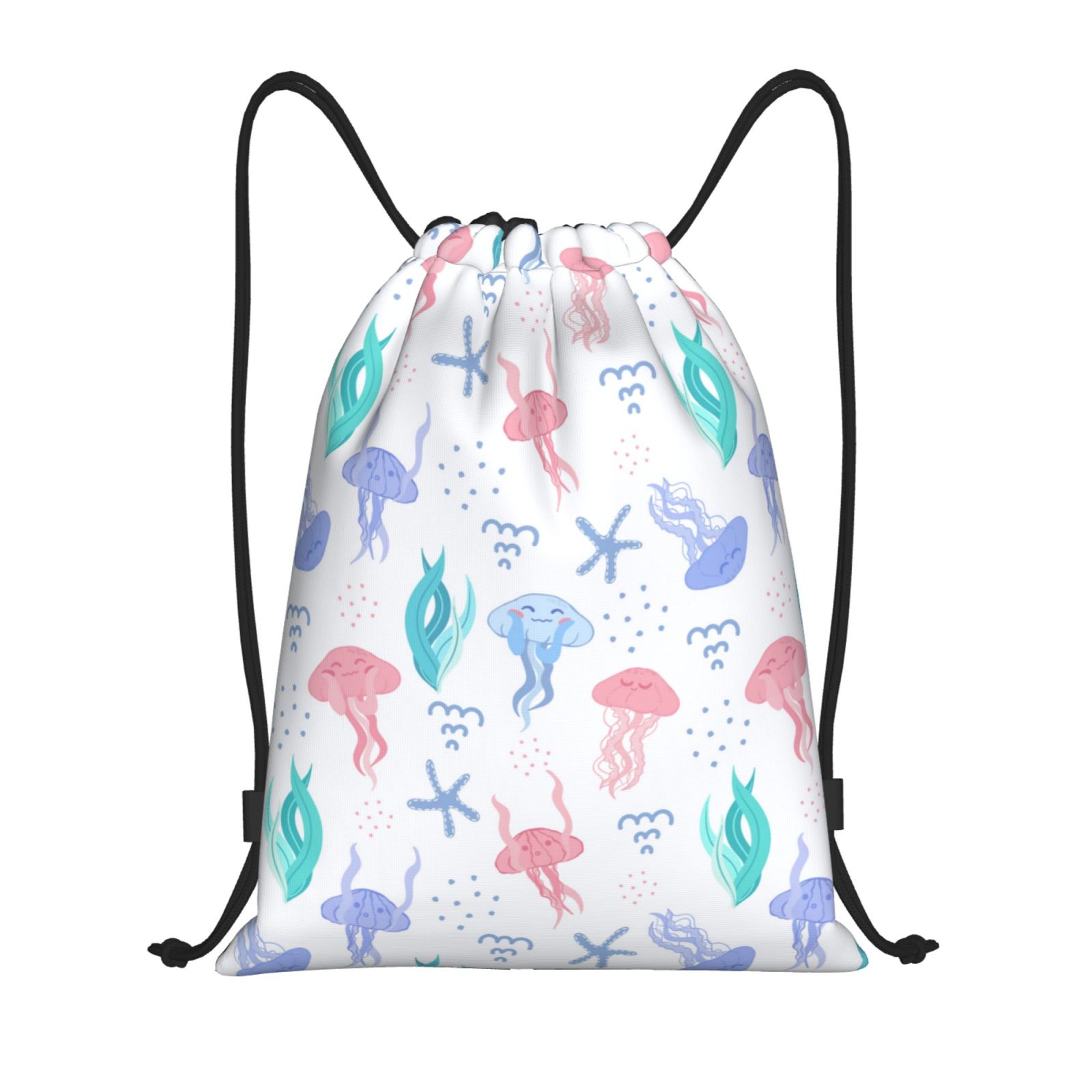 Drawstring Backpack - Cartoon Jellyfish Seaweed Cheer Gym Bag for Women ...