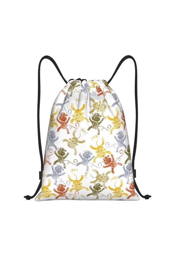 Drawstring Backpack - Cartoon Monkey Splash Proof Small Drawstring Gym Bag for Women Men, Cinch Sports String Bag Backpack for Travel Swimming Beach