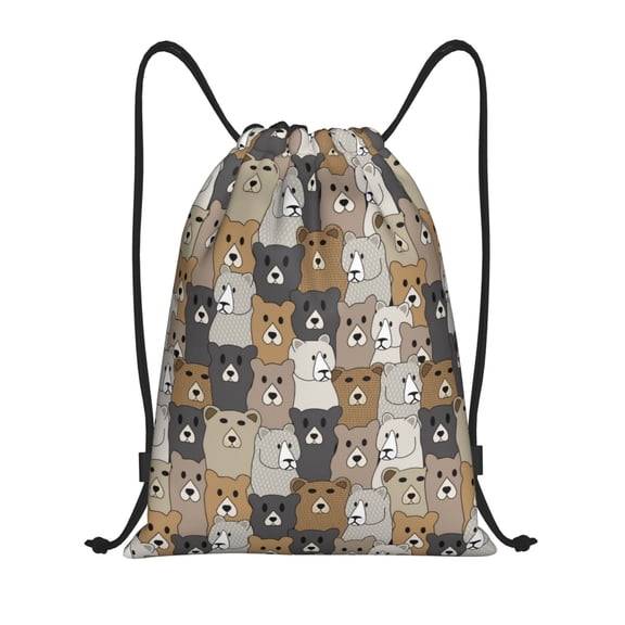 Drawstring Backpack - Cartoon bear Splash Proof Small Drawstring Gym Bag for Women Men, Cinch Sports String Bag Backpack for Travel Swimming Beach