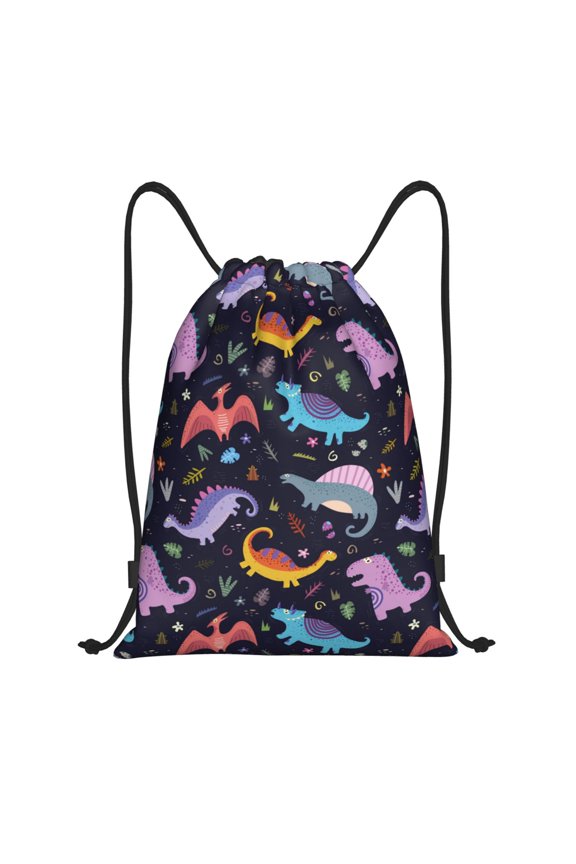 Drawstring Backpack - Cartoon dinosaur B Splash Proof Small Drawstring Gym Bag for Women Men, Cinch Sports String Bag Backpack for Travel Swimming Beach