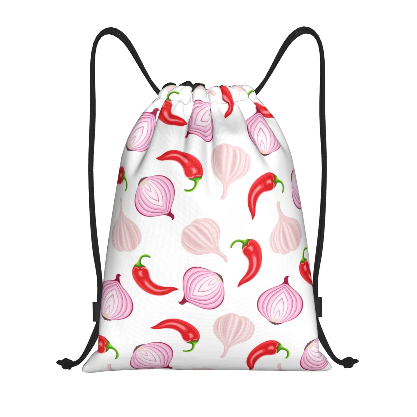 Drawstring Backpack, Chili Pepper onion garlic Light Waterproof Sports ...