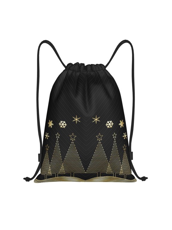 Drawstring Backpack - Christmas Black Digital Paper Splash Proof Small Drawstring Gym Bag for Women Men, Cinch Sports String Bag Backpack for Travel Swimming Beach