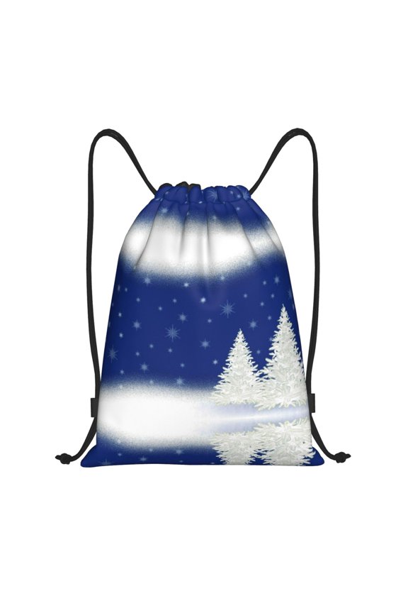 Drawstring Backpack - Christmas Fir Tree Splash Proof Small Drawstring Gym Bag for Women Men, Cinch Sports String Bag Backpack for Travel Swimming Beach
