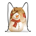 thumbnail image 1 of Drawstring Backpack - Christmas Snowman Gift Splash Proof Small Drawstring Gym Bag for Women Men, Cinch Sports String Bag Backpack for Travel Swimming Beach, 1 of 8