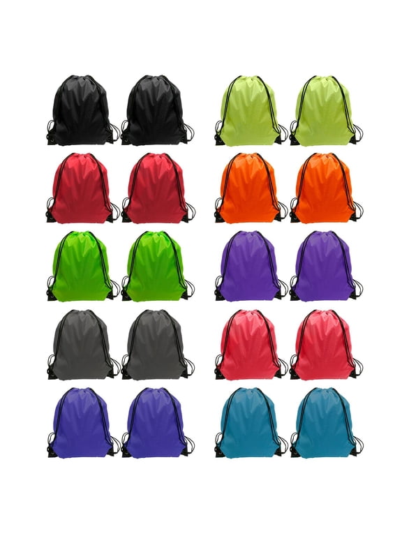 Drawstring Backpack Cinch Bag Drawstring Bags Bulk Draw String Sport Nylon Bag 10 Color (10 Color, 20PCS)