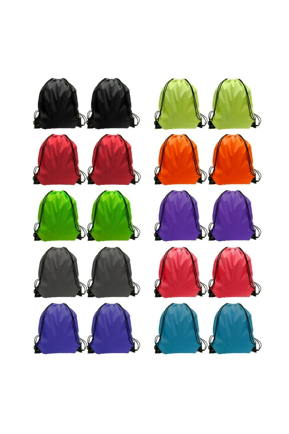Drawstring Backpack Cinch Bag Drawstring Bags Bulk Draw String Sport Nylon Bag 10 Color (10 Color, 20PCS)