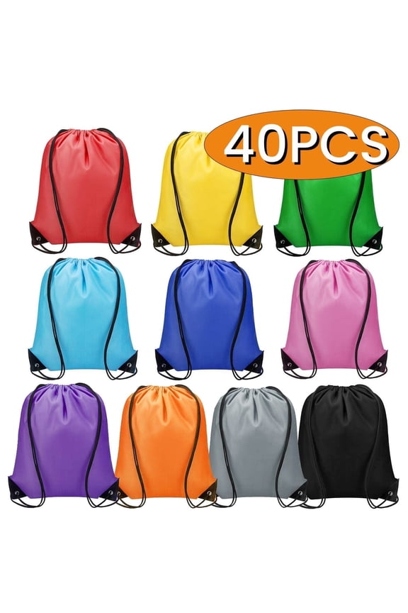 Drawstring Backpack Cinch Bag String Sport Nylon Backbag Swim Bag 40Pcs