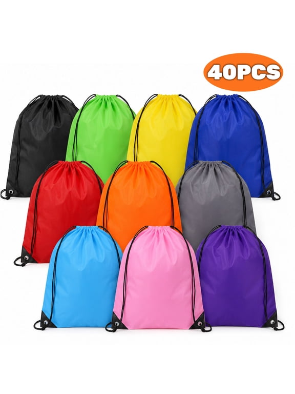 Drawstring Backpack Cinch Bag String Sport Nylon Backbag Swim Bag 40Pcs