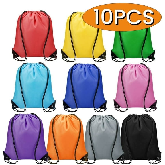Drawstring Backpack Cinch Bag String Sport Nylon Backbag Swim Bag 10Pcs