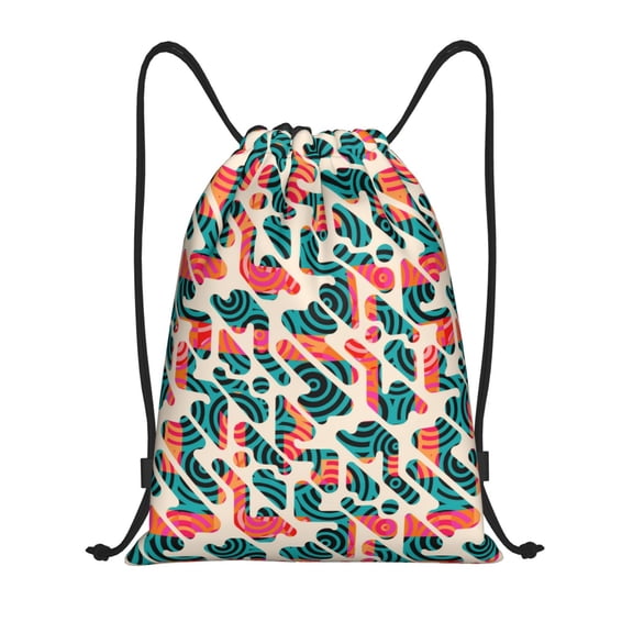 Drawstring Backpack - Circular Pattern Camouflage Splash Proof Small Drawstring Gym Bag for Women Men, Cinch Sports String Bag Backpack for Travel Swimming Beach